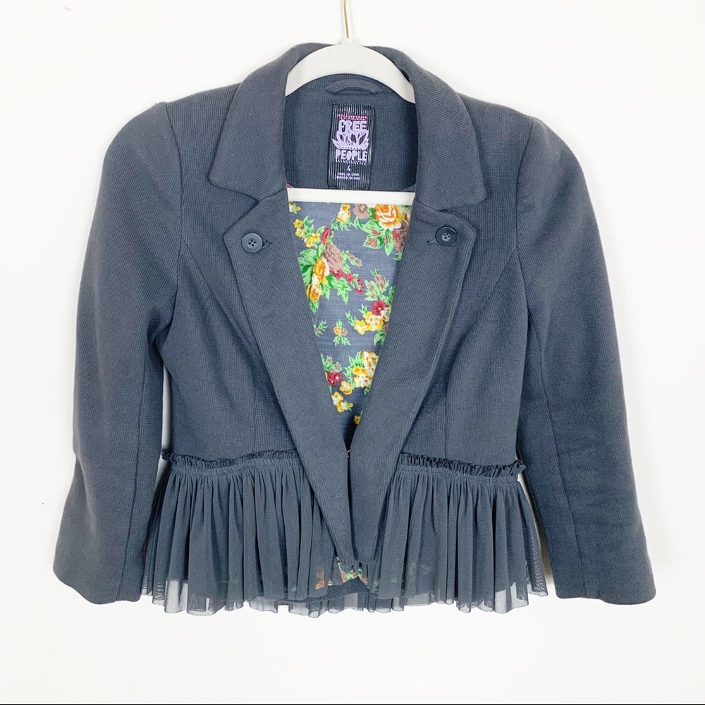 Free People Cropped Ruffle Corset Jacket Size 4 - Picture 2 of 8